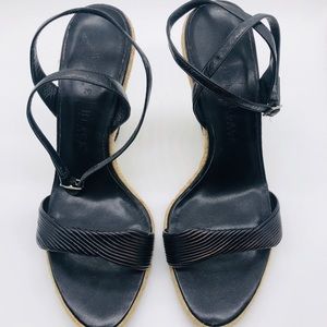 WHBM 4” Strappy Black Wedge